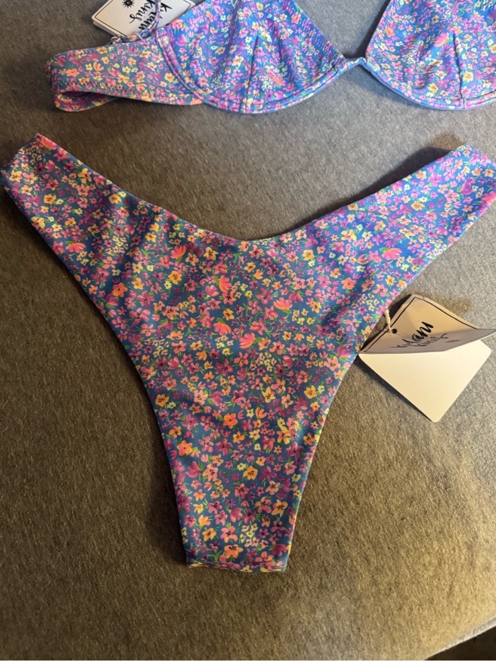 Floral Purple Bikini Bottom - Vibrant Micro Floral Print